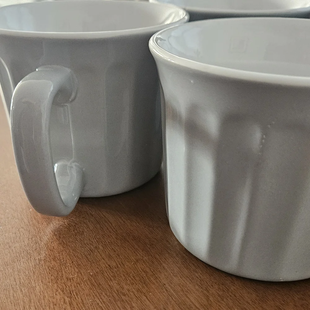 Coffee Cups Mugs Gray Oversized With Handles New